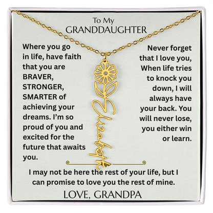 To My Granddaughter - Have Faith Flower Name  Necklace - FG00074