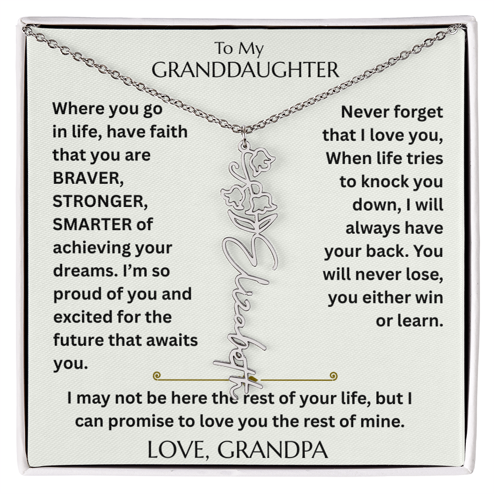 To My Granddaughter - Have Faith Flower Name  Necklace - FG00074