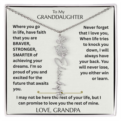To My Granddaughter - Have Faith Flower Name  Necklace - FG00074
