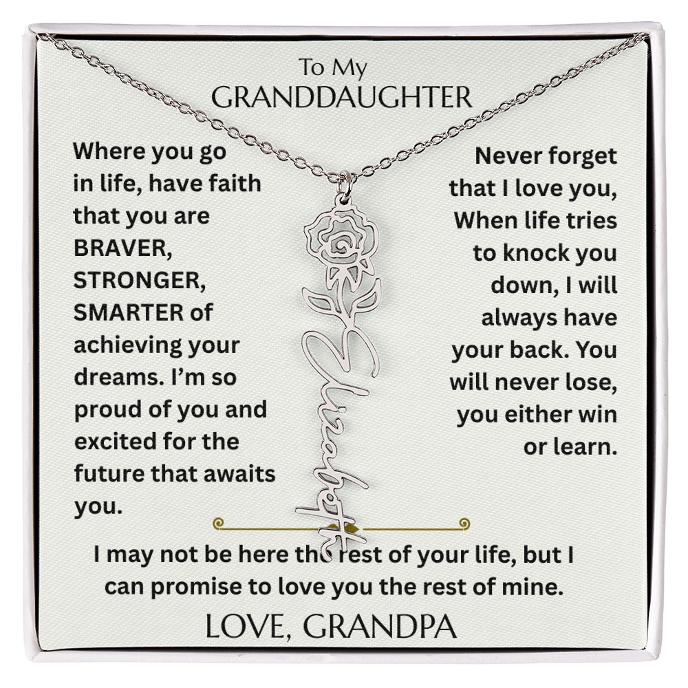 To My Granddaughter - Have Faith Flower Name  Necklace - FG00074