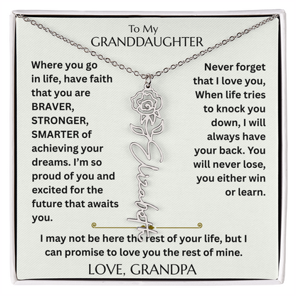 To My Granddaughter - Have Faith Flower Name  Necklace - FG00074