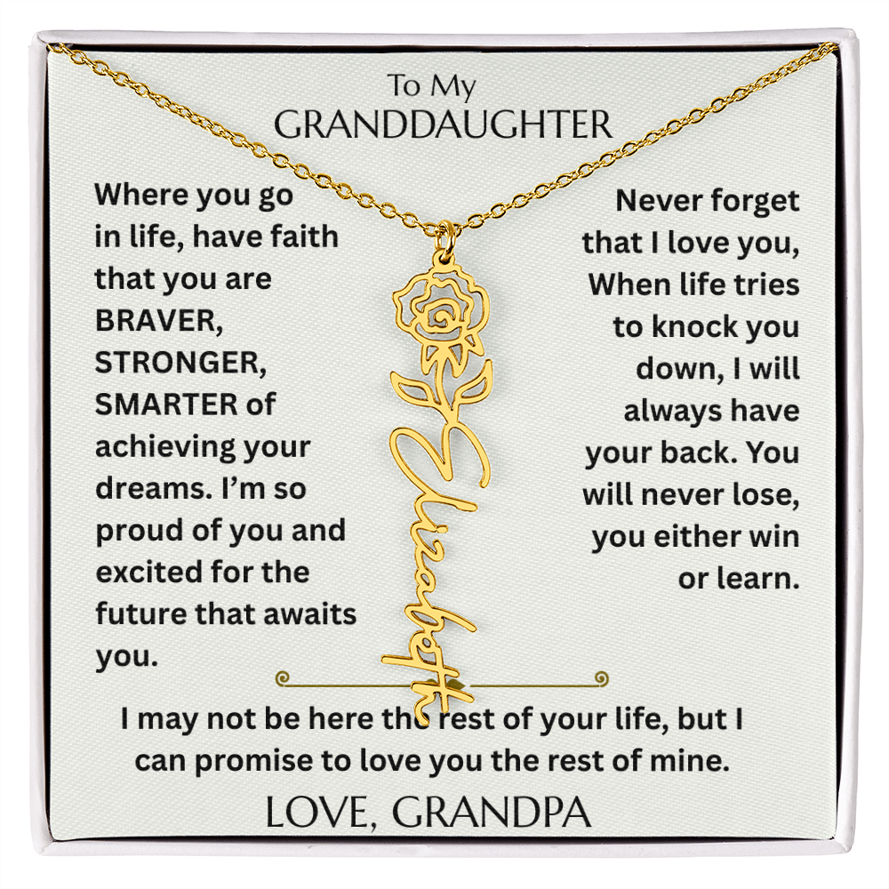 To My Granddaughter - Have Faith Flower Name  Necklace - FG00074