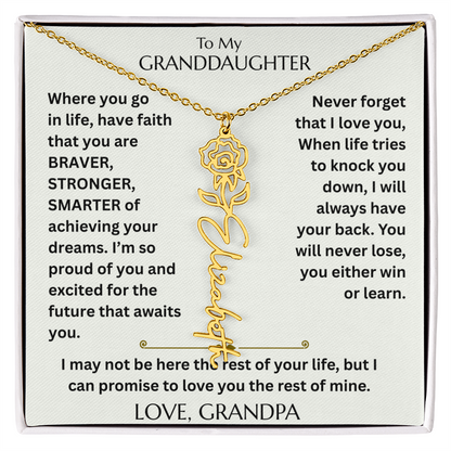 To My Granddaughter - Have Faith Flower Name  Necklace - FG00074