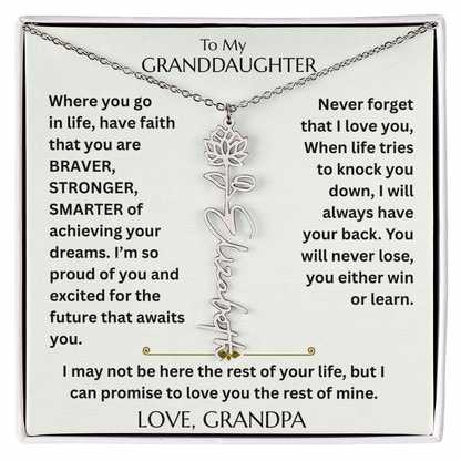 To My Granddaughter - Have Faith Flower Name  Necklace - FG00074