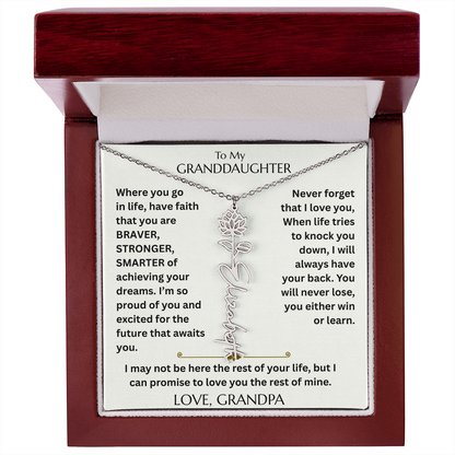 To My Granddaughter - Have Faith Flower Name  Necklace - FG00074