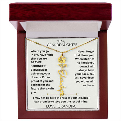 To My Granddaughter - Have Faith Flower Name  Necklace - FG00074