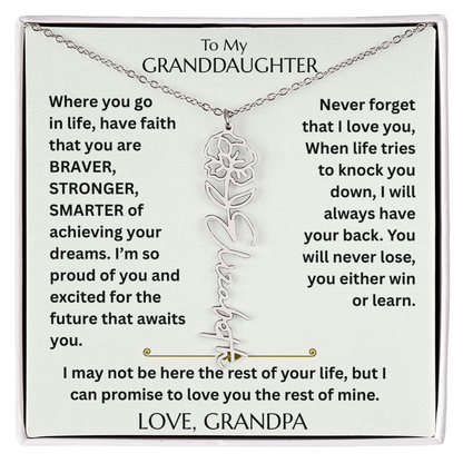 To My Granddaughter - Have Faith Flower Name  Necklace - FG00074