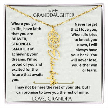 To My Granddaughter - Have Faith Flower Name  Necklace - FG00074