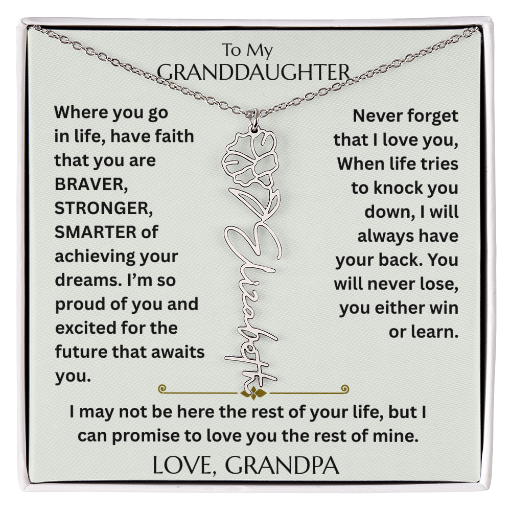 To My Granddaughter - Have Faith Flower Name  Necklace - FG00074