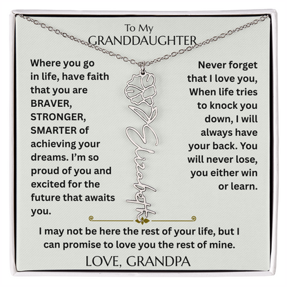 To My Granddaughter - Have Faith Flower Name  Necklace - FG00074