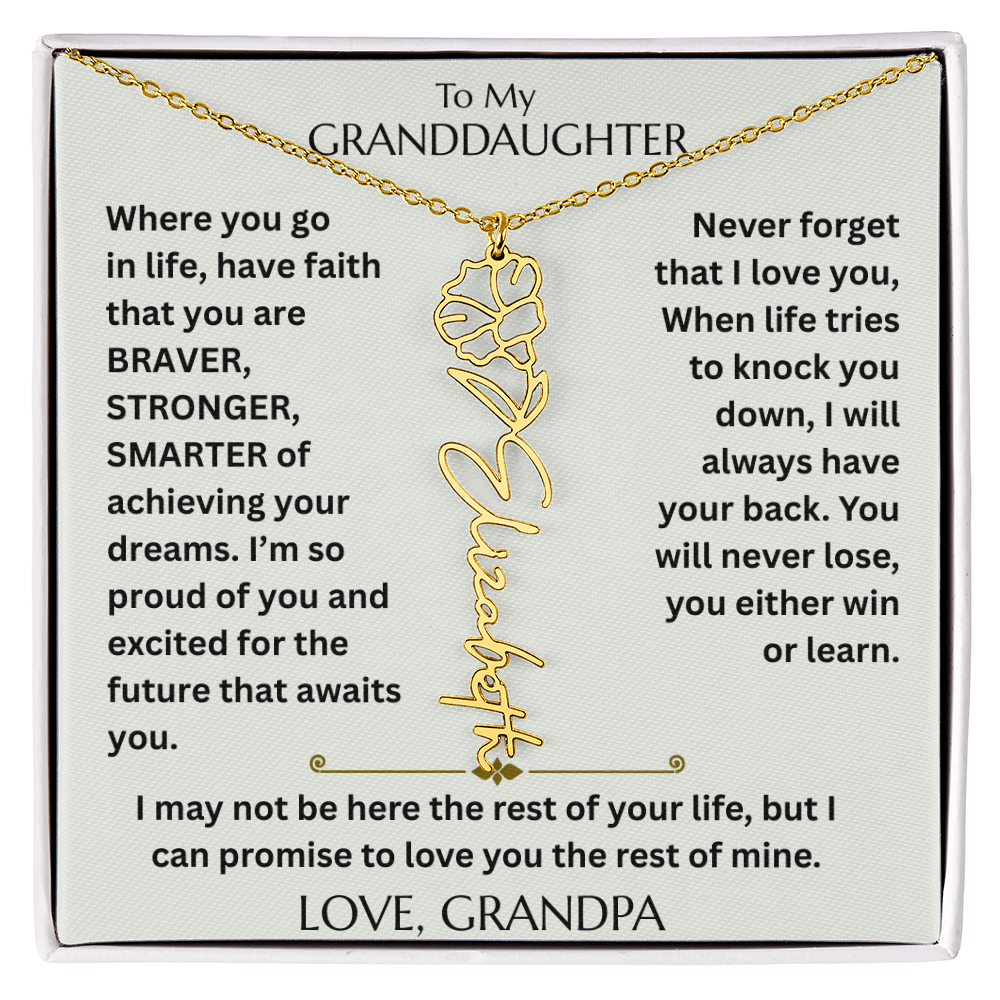 To My Granddaughter - Have Faith Flower Name  Necklace - FG00074