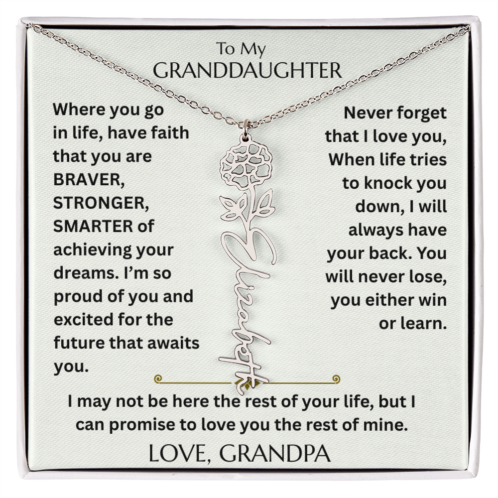 To My Granddaughter - Have Faith Flower Name  Necklace - FG00074
