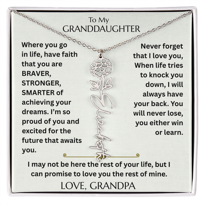 To My Granddaughter - Have Faith Flower Name  Necklace - FG00074