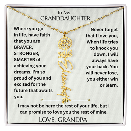To My Granddaughter - Have Faith Flower Name  Necklace - FG00074