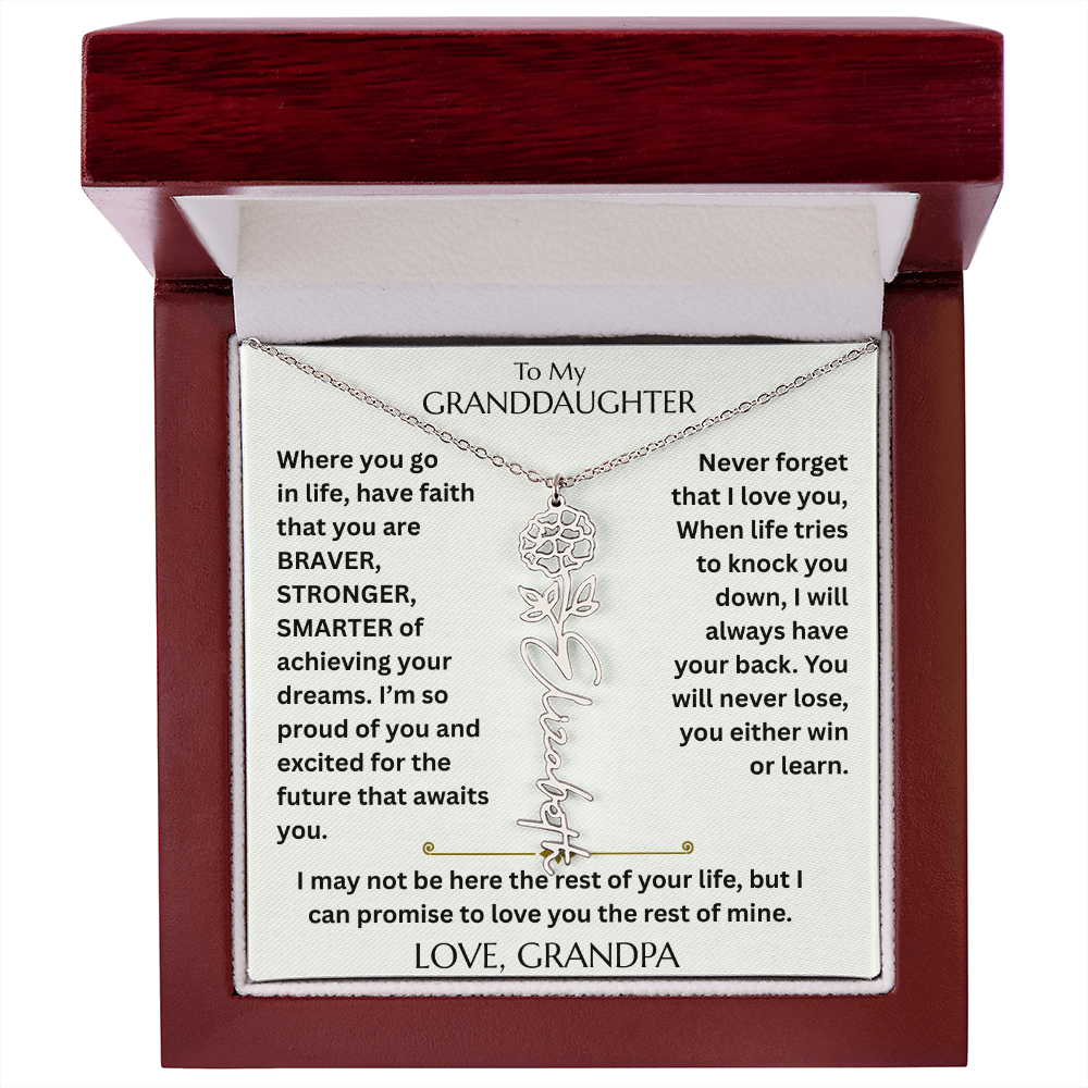 To My Granddaughter - Have Faith Flower Name  Necklace - FG00074