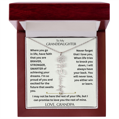 To My Granddaughter - Have Faith Flower Name  Necklace - FG00074