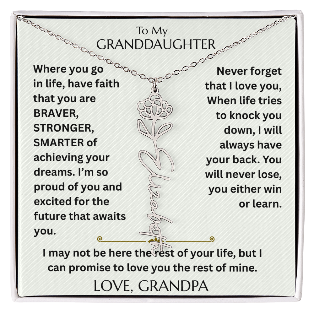 To My Granddaughter - Have Faith Flower Name  Necklace - FG00074