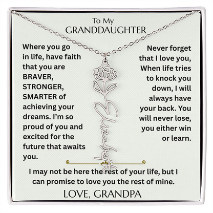 To My Granddaughter - Have Faith Flower Name  Necklace - FG00074