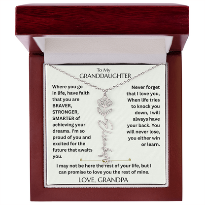 To My Granddaughter - Have Faith Flower Name  Necklace - FG00074