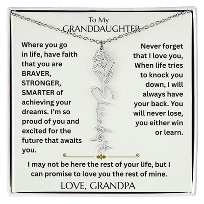 To My Granddaughter - Have Faith Flower Name  Necklace - FG00074
