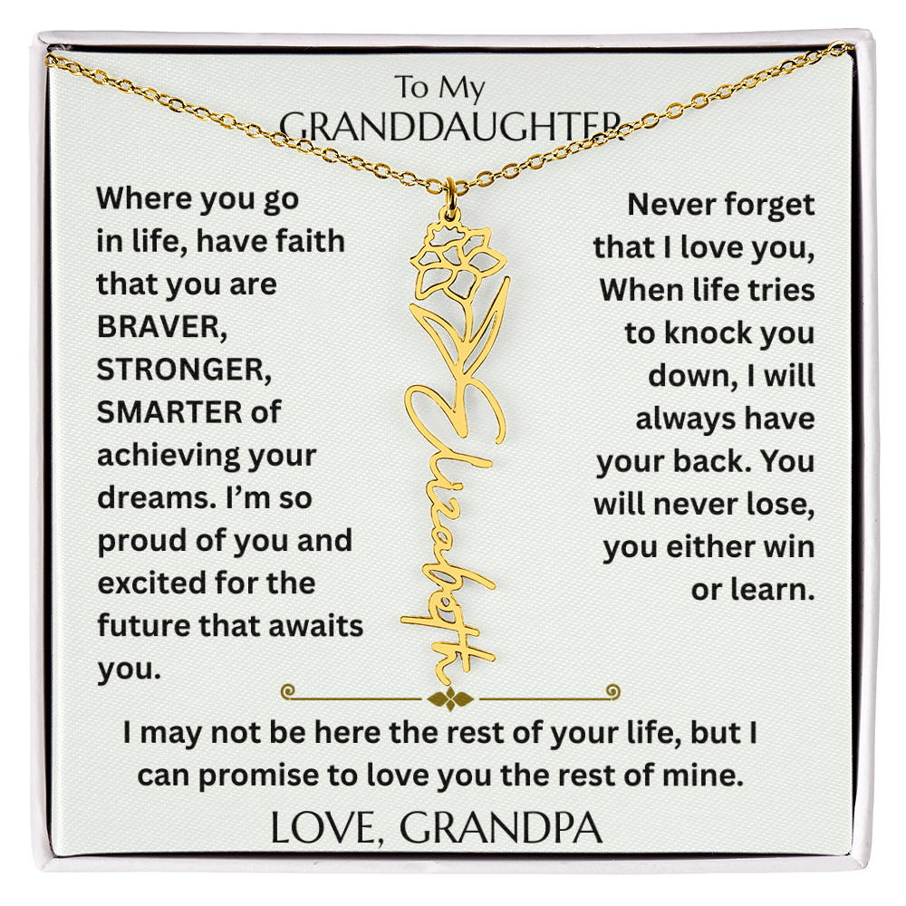 To My Granddaughter - Have Faith Flower Name  Necklace - FG00074