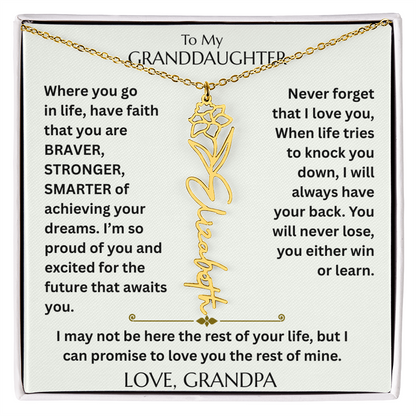 To My Granddaughter - Have Faith Flower Name  Necklace - FG00074