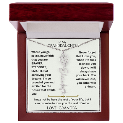 To My Granddaughter - Have Faith Flower Name  Necklace - FG00074
