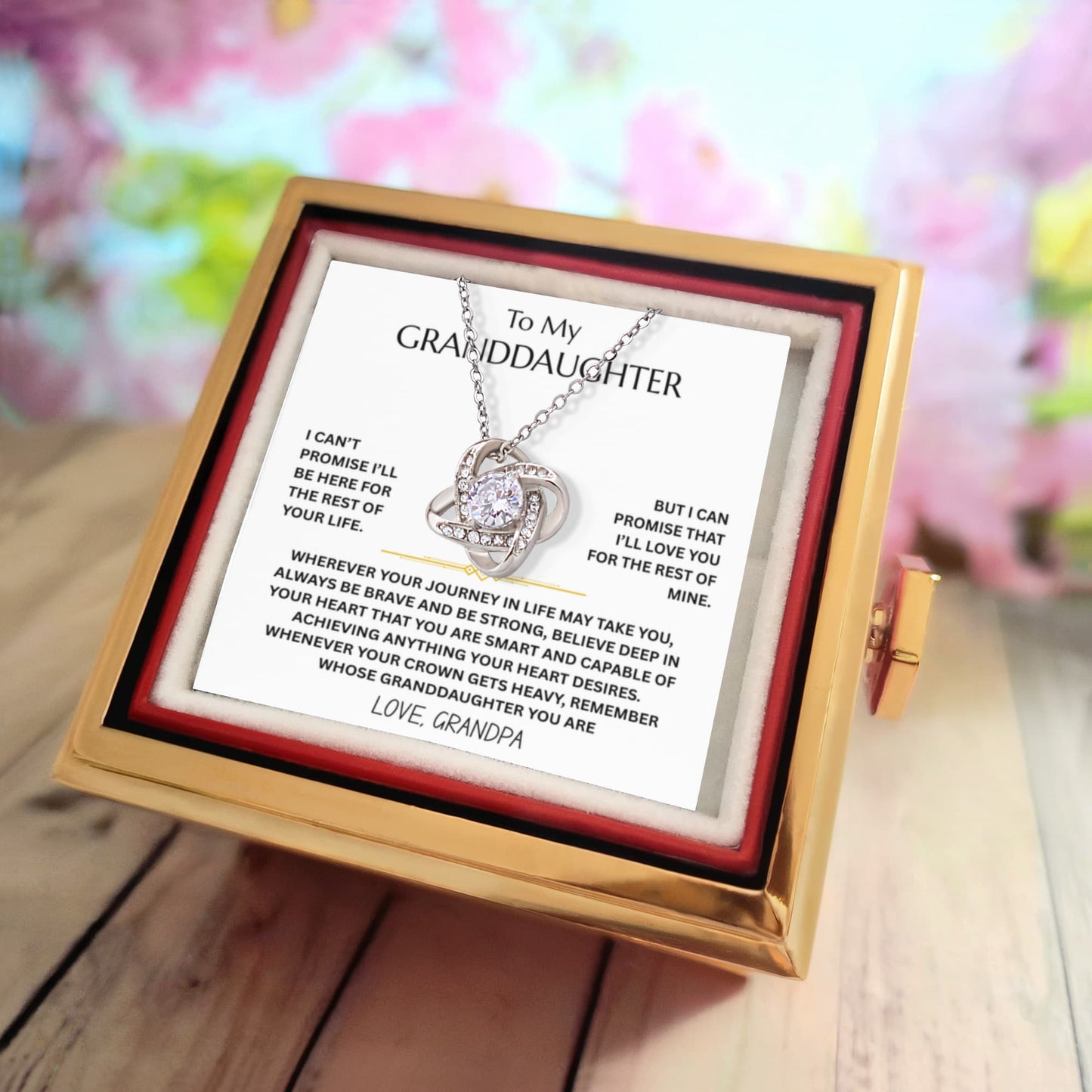 To My Granddaughter - Love Knot w/ Rotating Rose Gift Box - FG00054