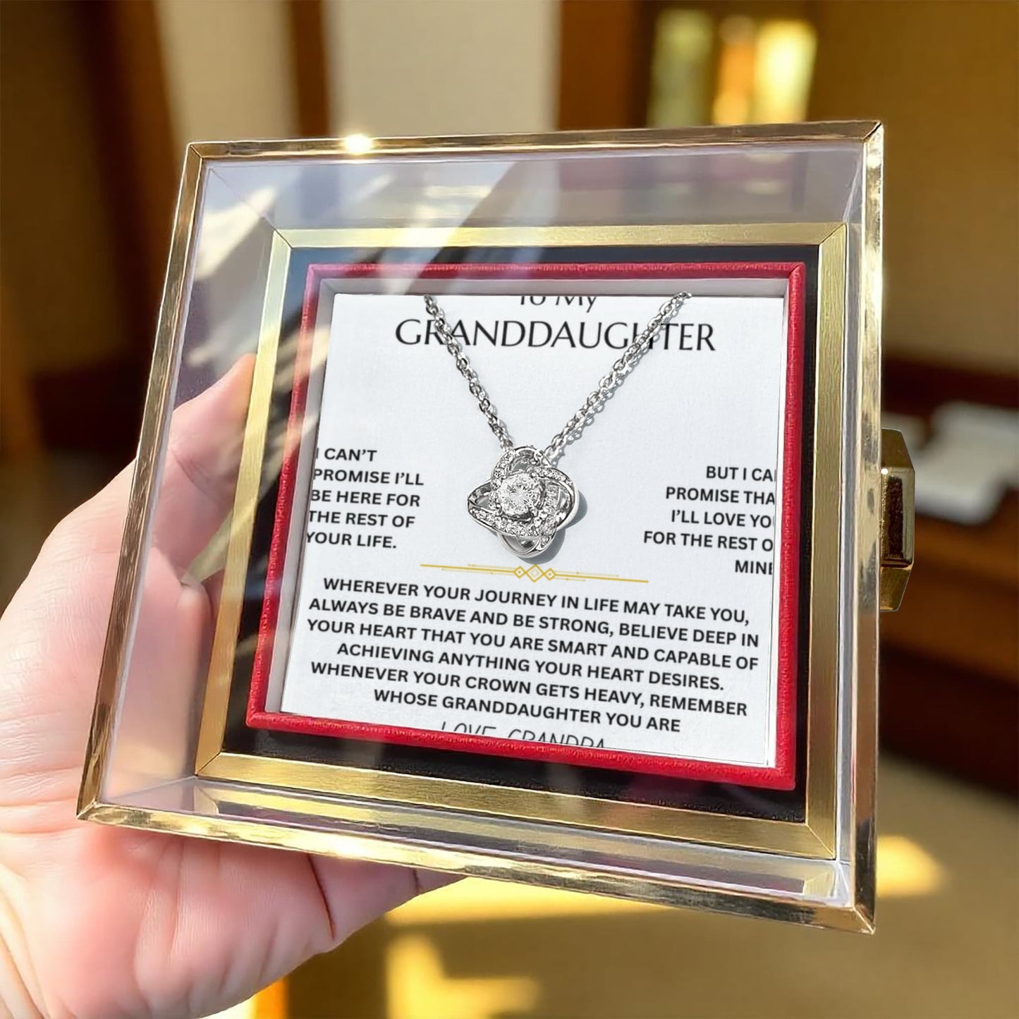 To My Granddaughter - Love Knot w/ Rotating Rose Gift Box - FG00054