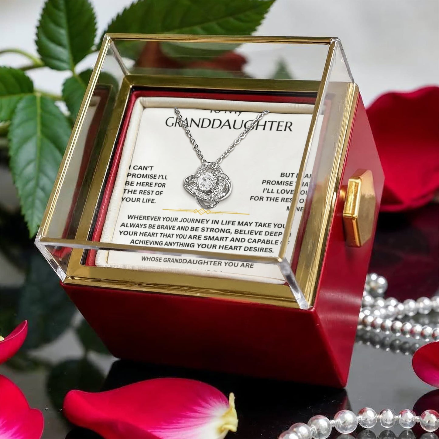 To My Granddaughter - Love Knot w/ Rotating Rose Gift Box - FG00054