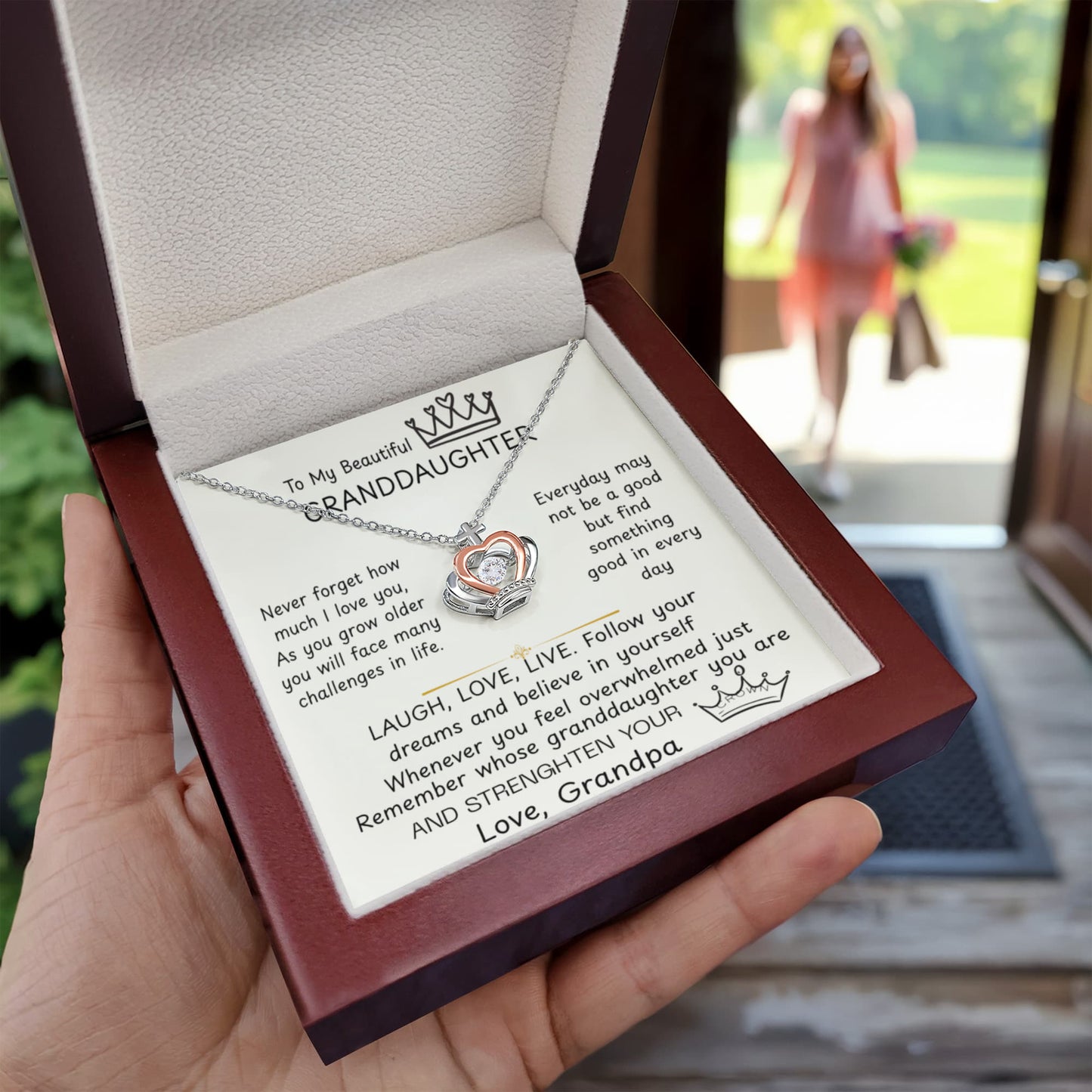 To My Granddaughter Princess Crown Pendant Gift Set- FG00089
