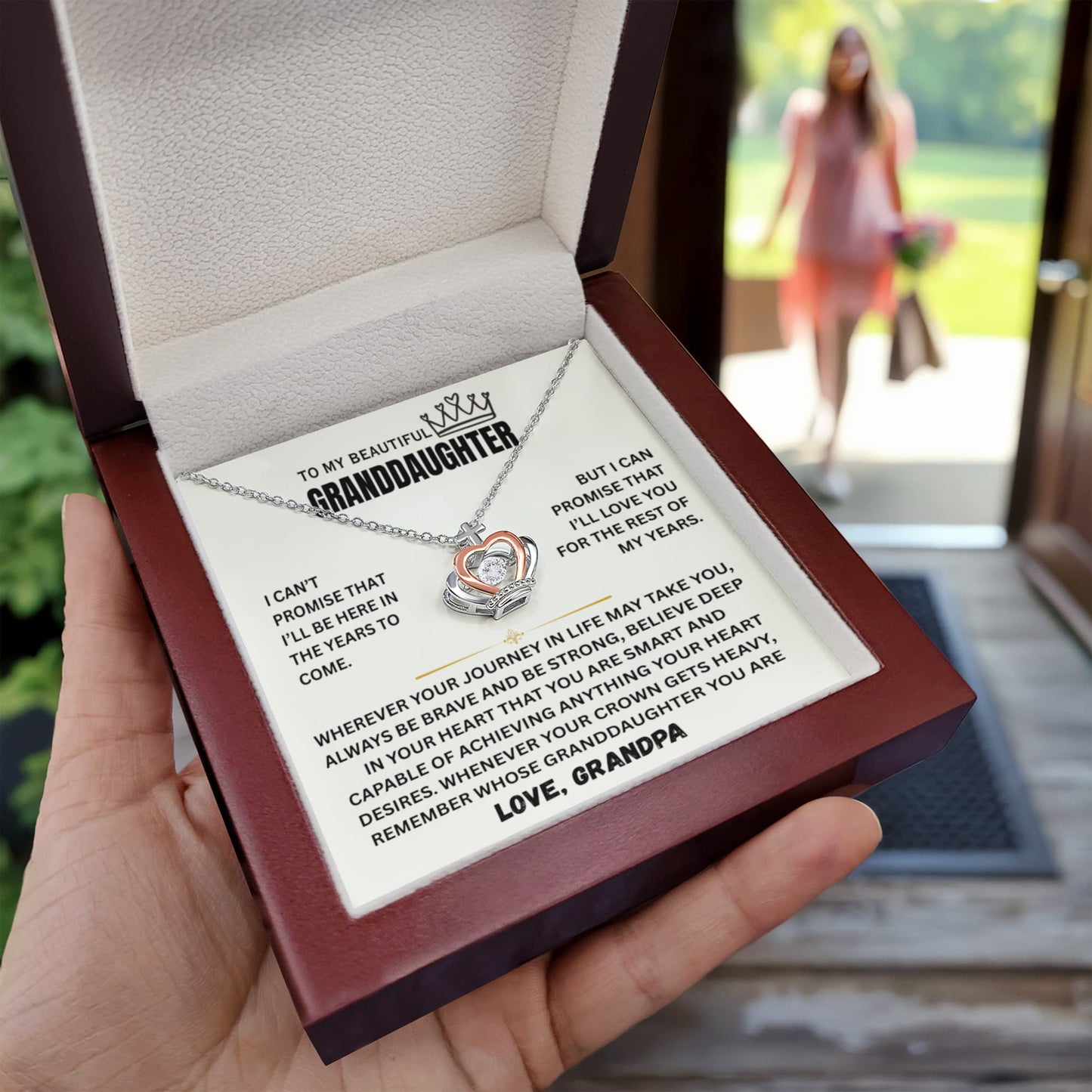 To My Granddaughter - The Promise Princess Crown Pendant Gift Set- FG00094
