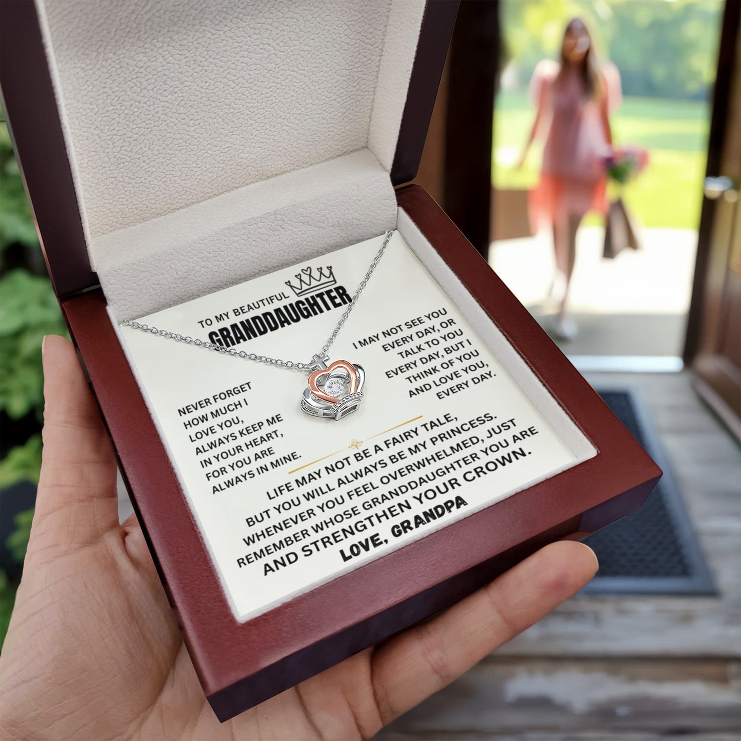 To My Granddaughter Princess Crown Pendant Gift Set- FG00093