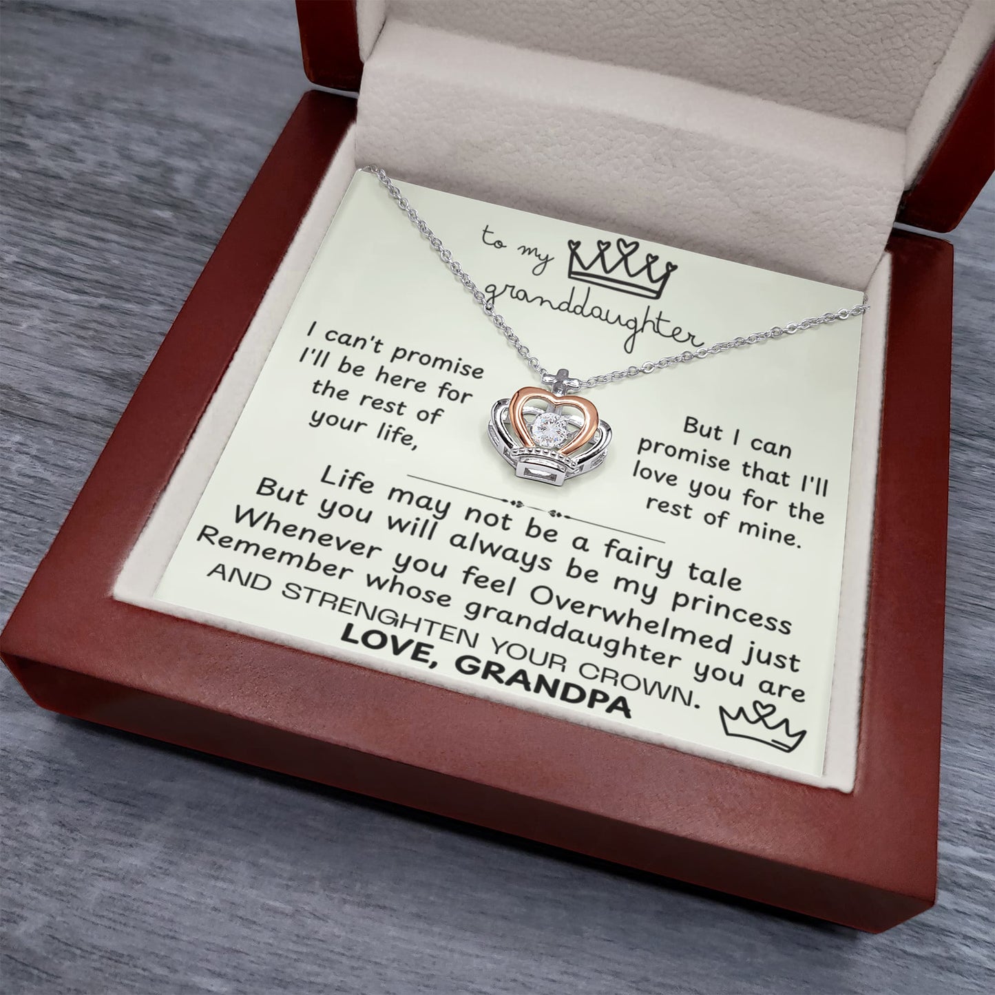 To My Granddaughter Princess Crown Pendant Gift Set - FG00085