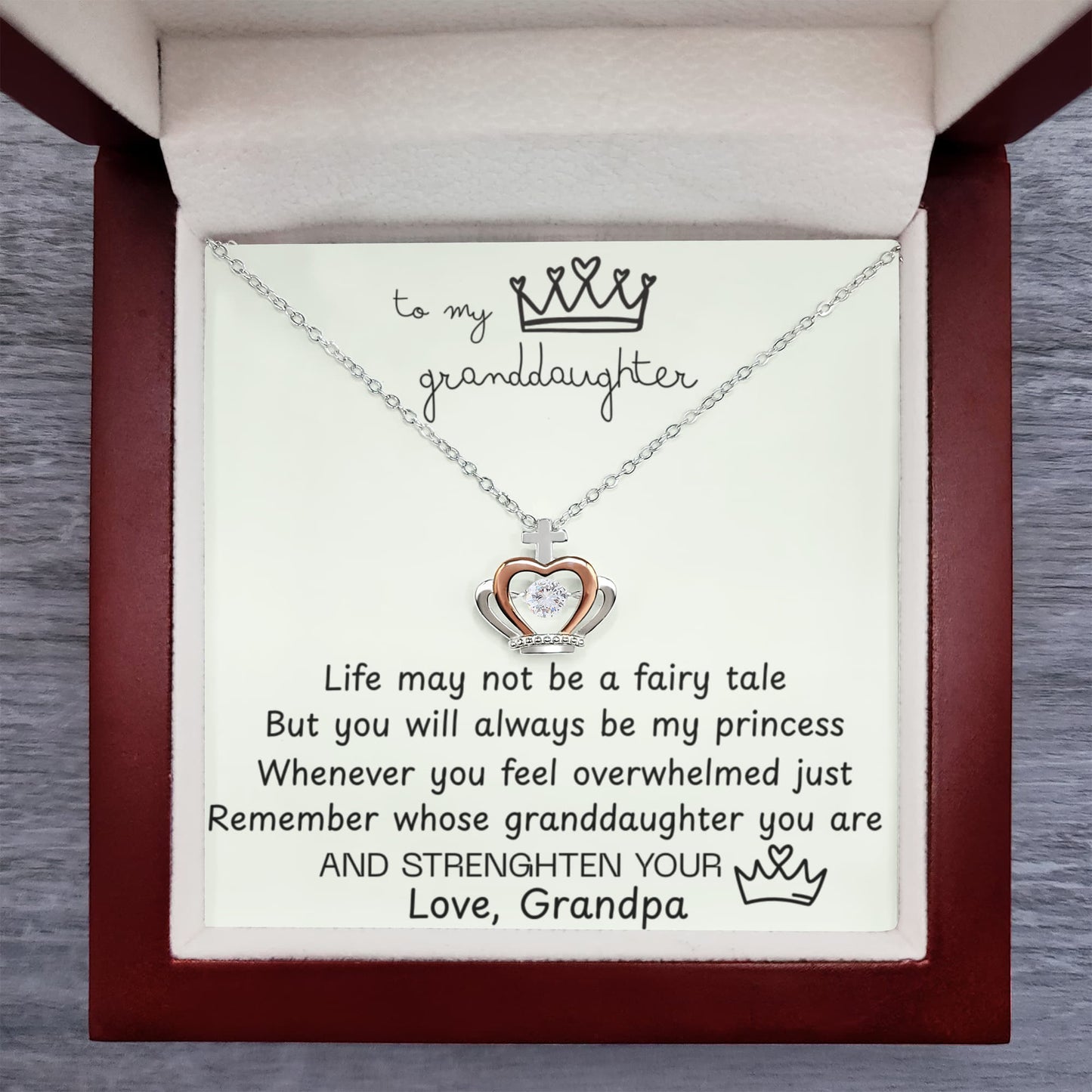 To My Granddaughter Princess Crown Pendant Gift Set- FG00077