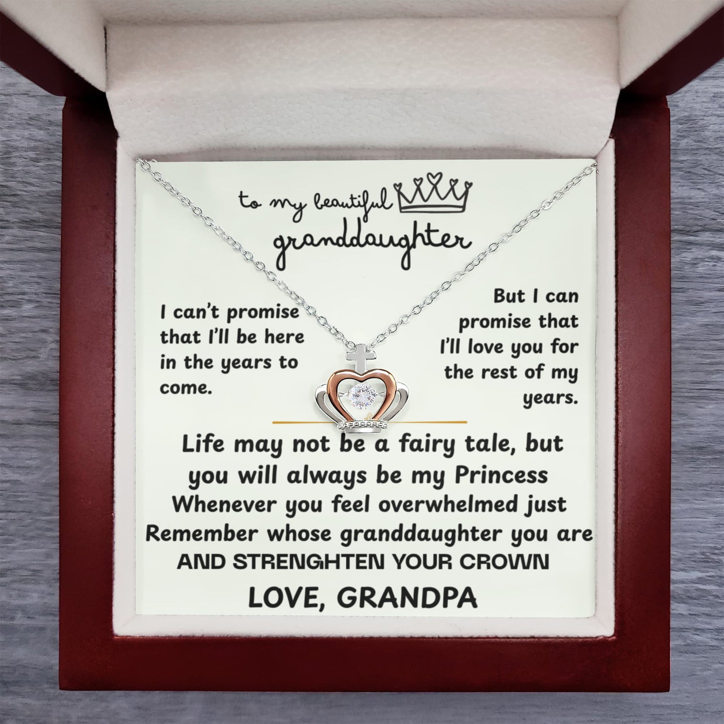 To My Granddaughter - The Promise Princess Crown Pendant Gift Set- FG00099