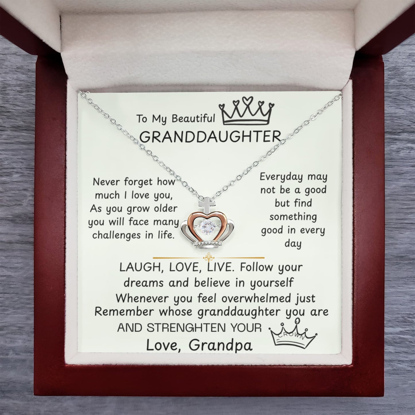 To My Granddaughter Princess Crown Pendant Gift Set- FG00089