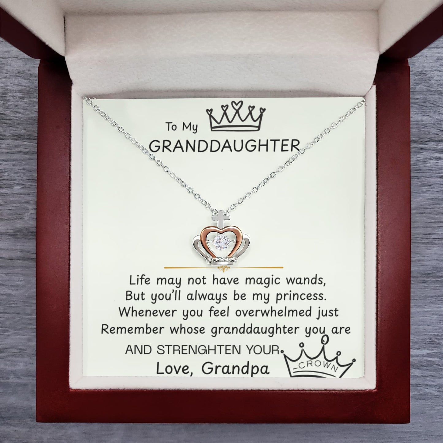 To My Granddaughter Princess Crown Pendant Gift Set - FG00078