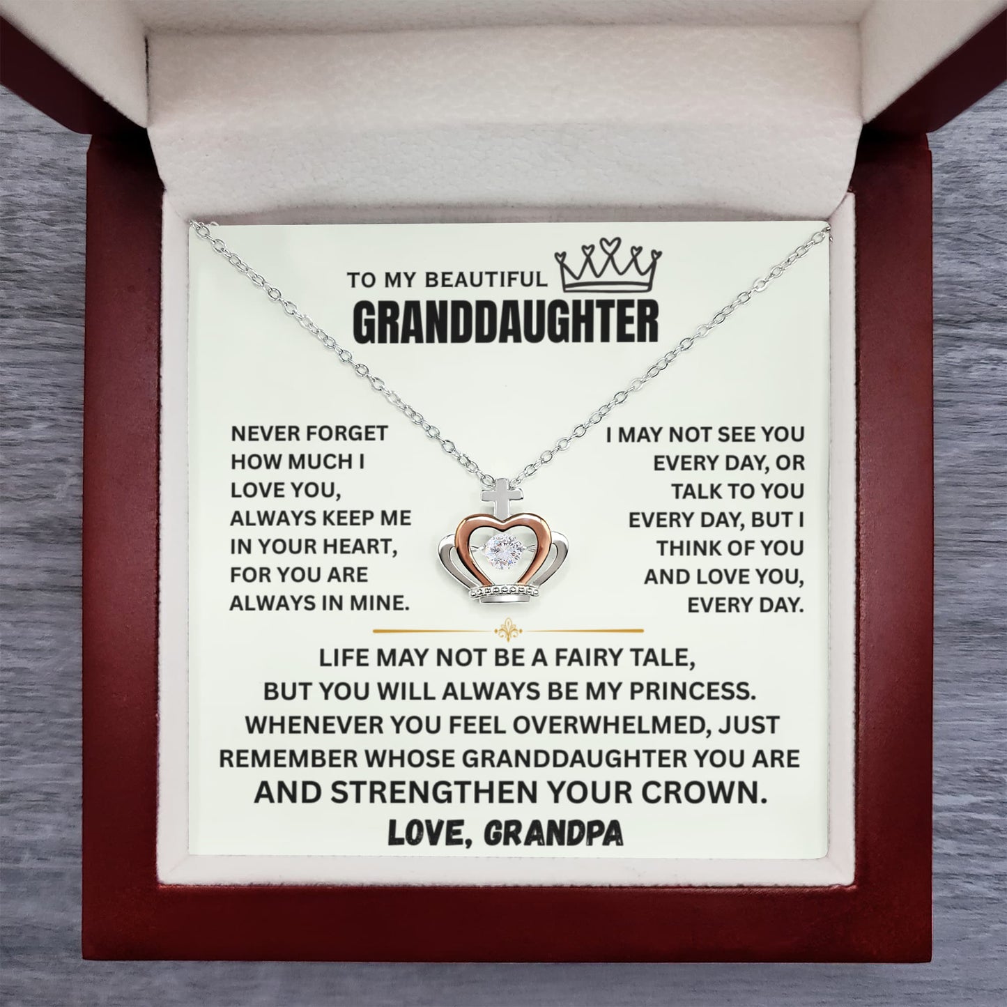 To My Granddaughter Princess Crown Pendant Gift Set- FG00093