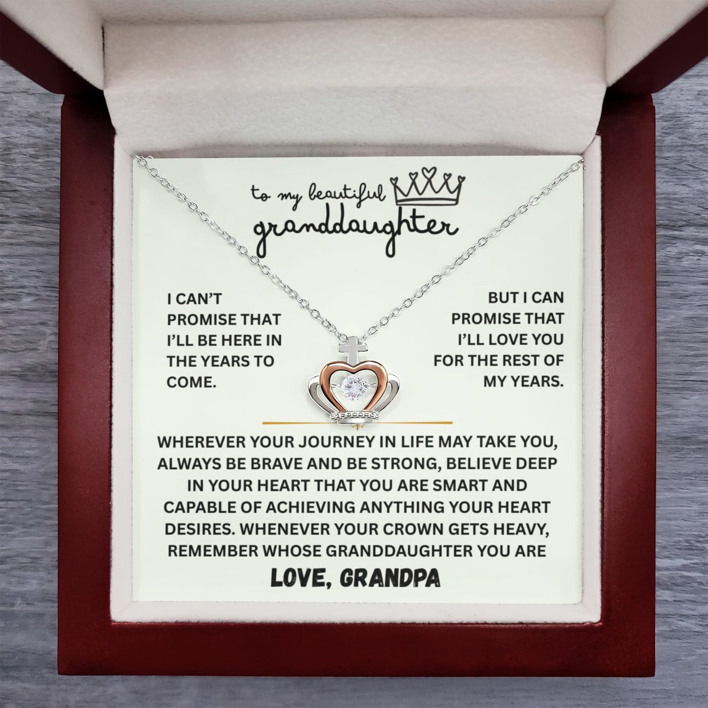 To My Granddaughter - The Promise Princess Crown Pendant Gift Set- FG00095