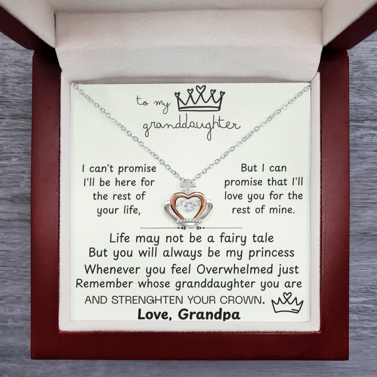 To My Granddaughter Princess Crown Pendant Gift Set - FG00084