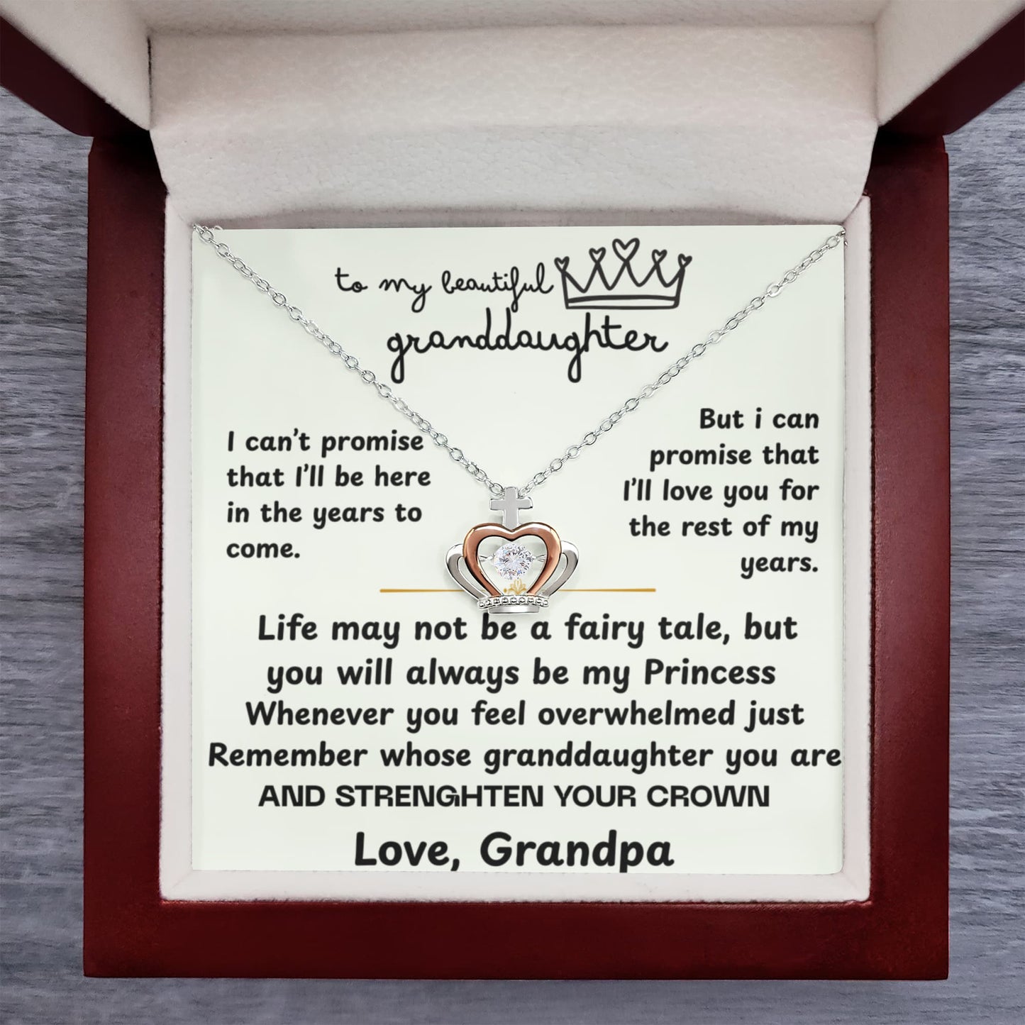 To My Granddaughter - The Promise Princess Crown Pendant Gift Set- FG00097