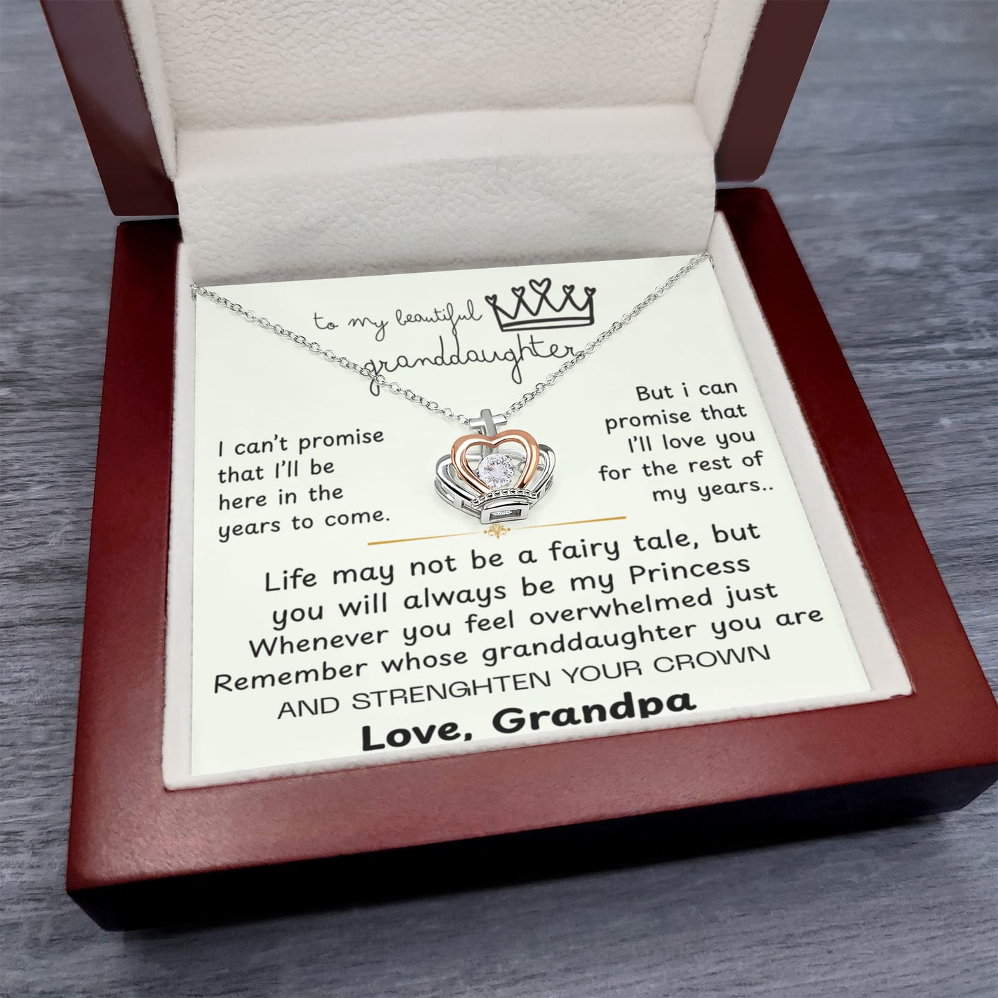 To My Granddaughter - The Promise Princess Crown Pendant Gift Set- FG00096