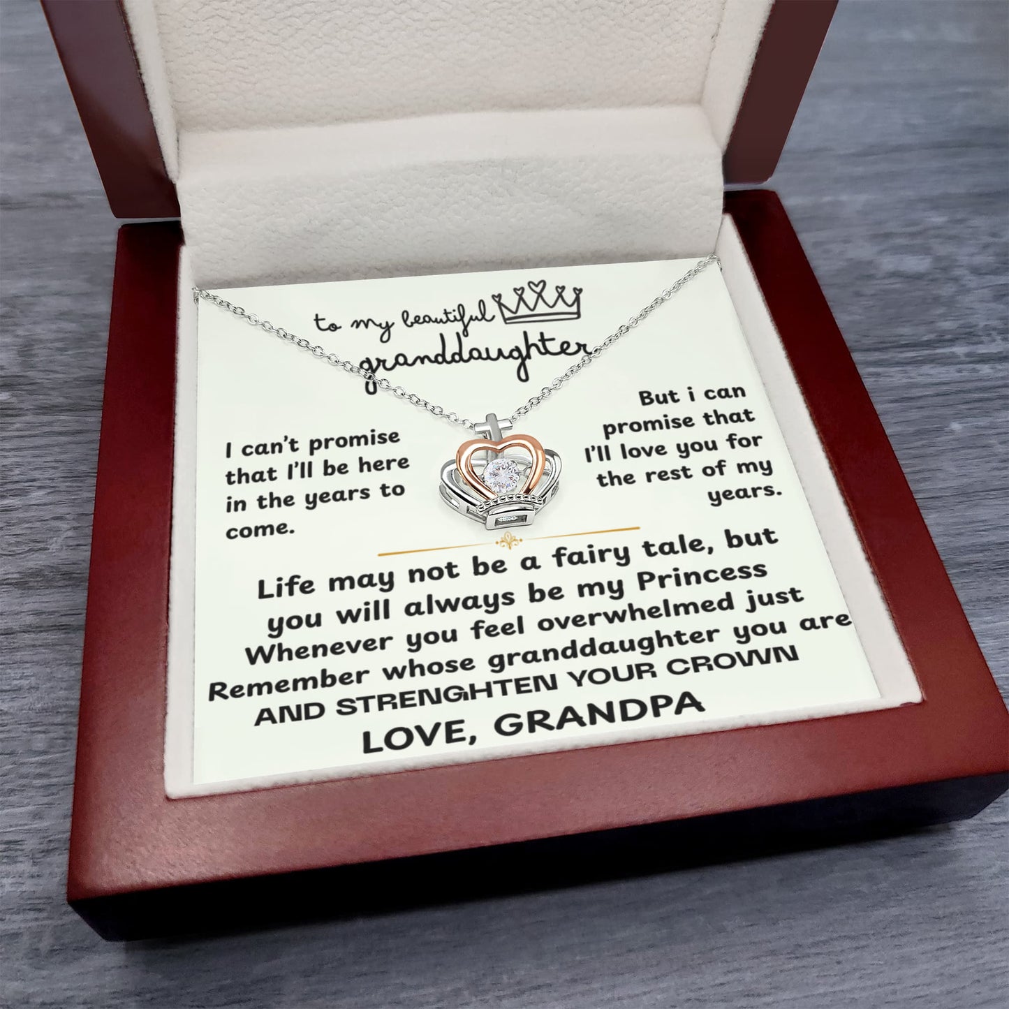 To My Granddaughter - The Promise Princess Crown Pendant Gift Set- FG00098