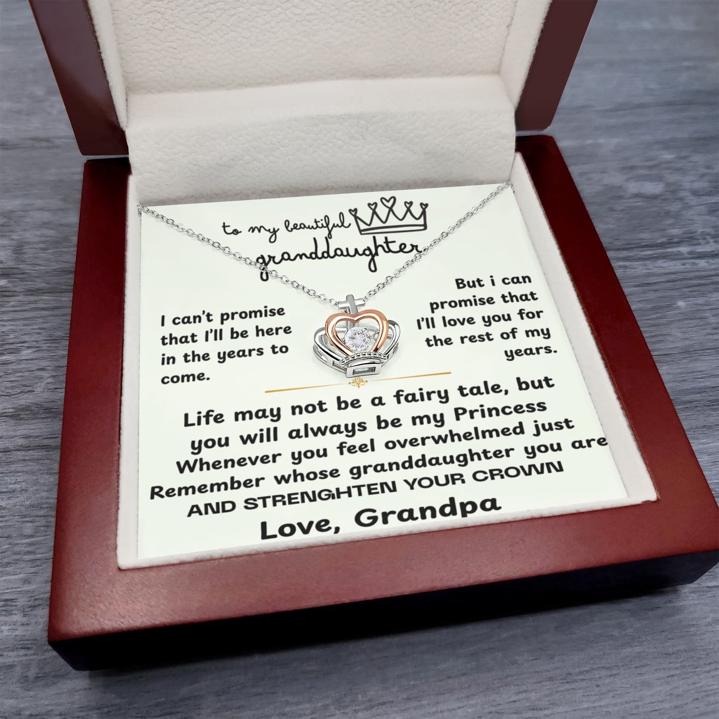 To My Granddaughter - The Promise Princess Crown Pendant Gift Set- FG00097