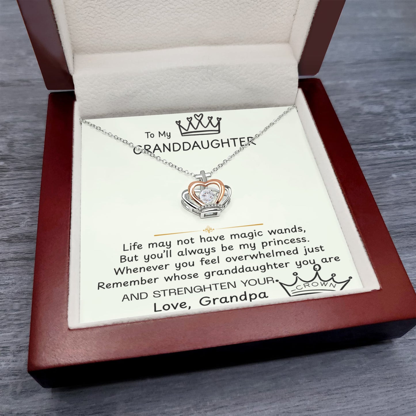 To My Granddaughter Princess Crown Pendant Gift Set - FG00078