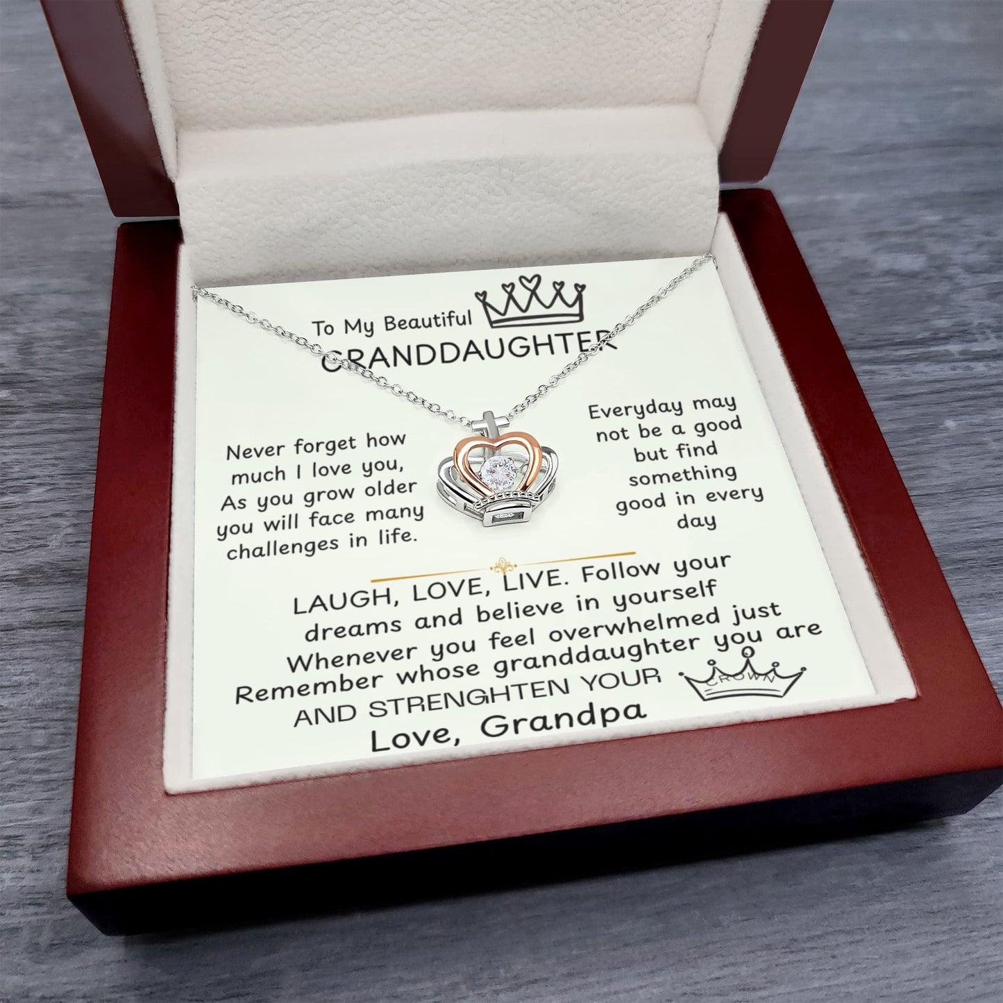 To My Granddaughter Princess Crown Pendant Gift Set- FG00089