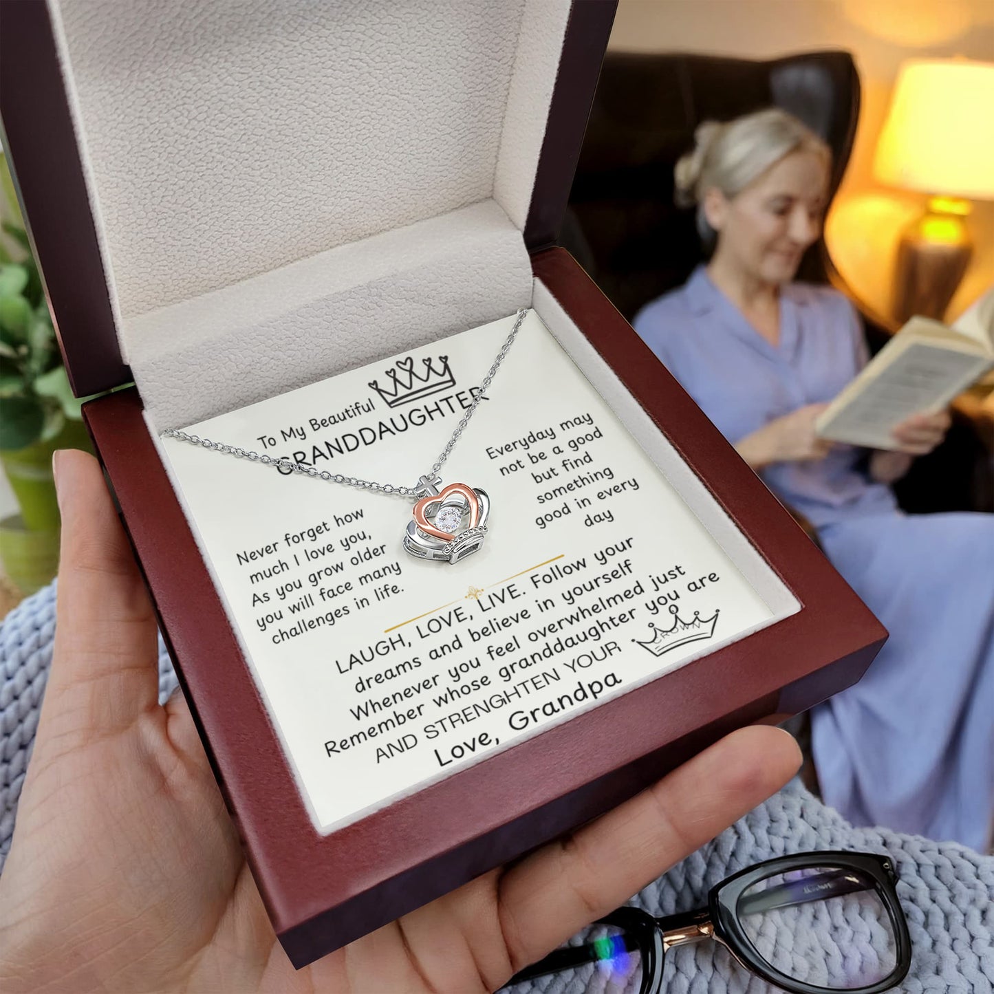 To My Granddaughter Princess Crown Pendant Gift Set- FG00089