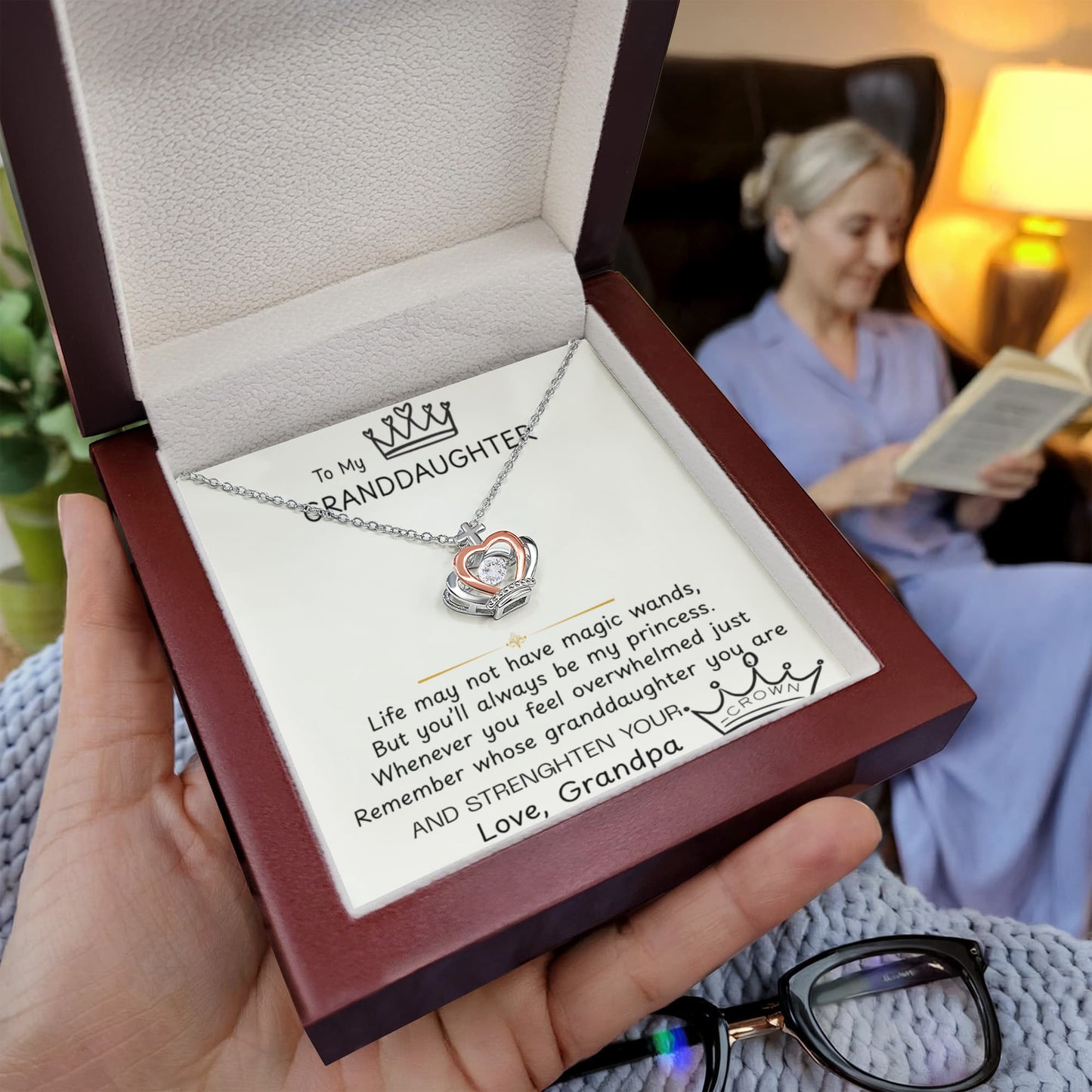 To My Granddaughter Princess Crown Pendant Gift Set - FG00078