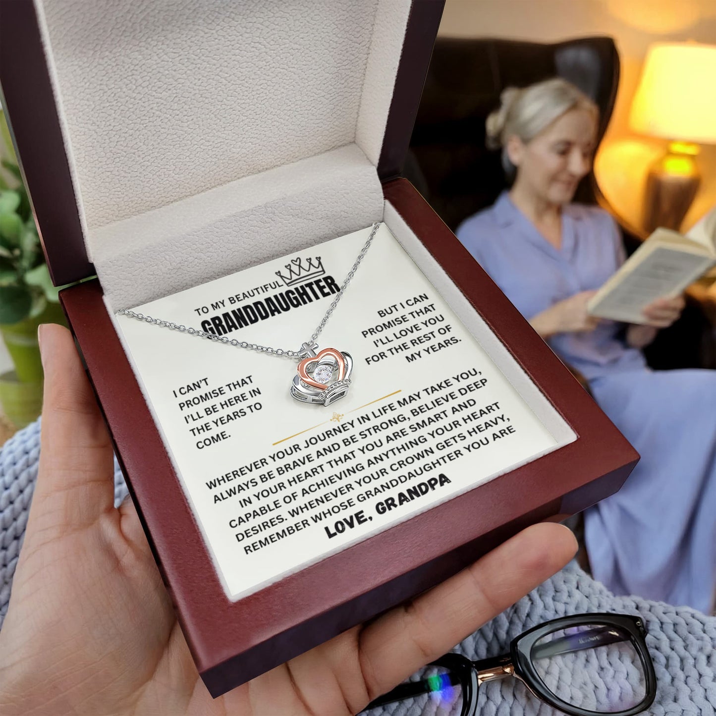 To My Granddaughter - The Promise Princess Crown Pendant Gift Set- FG00094